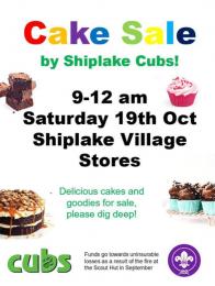 Article Graphic - Cake Sale - Shiplake Cubs Sat 19th October!!